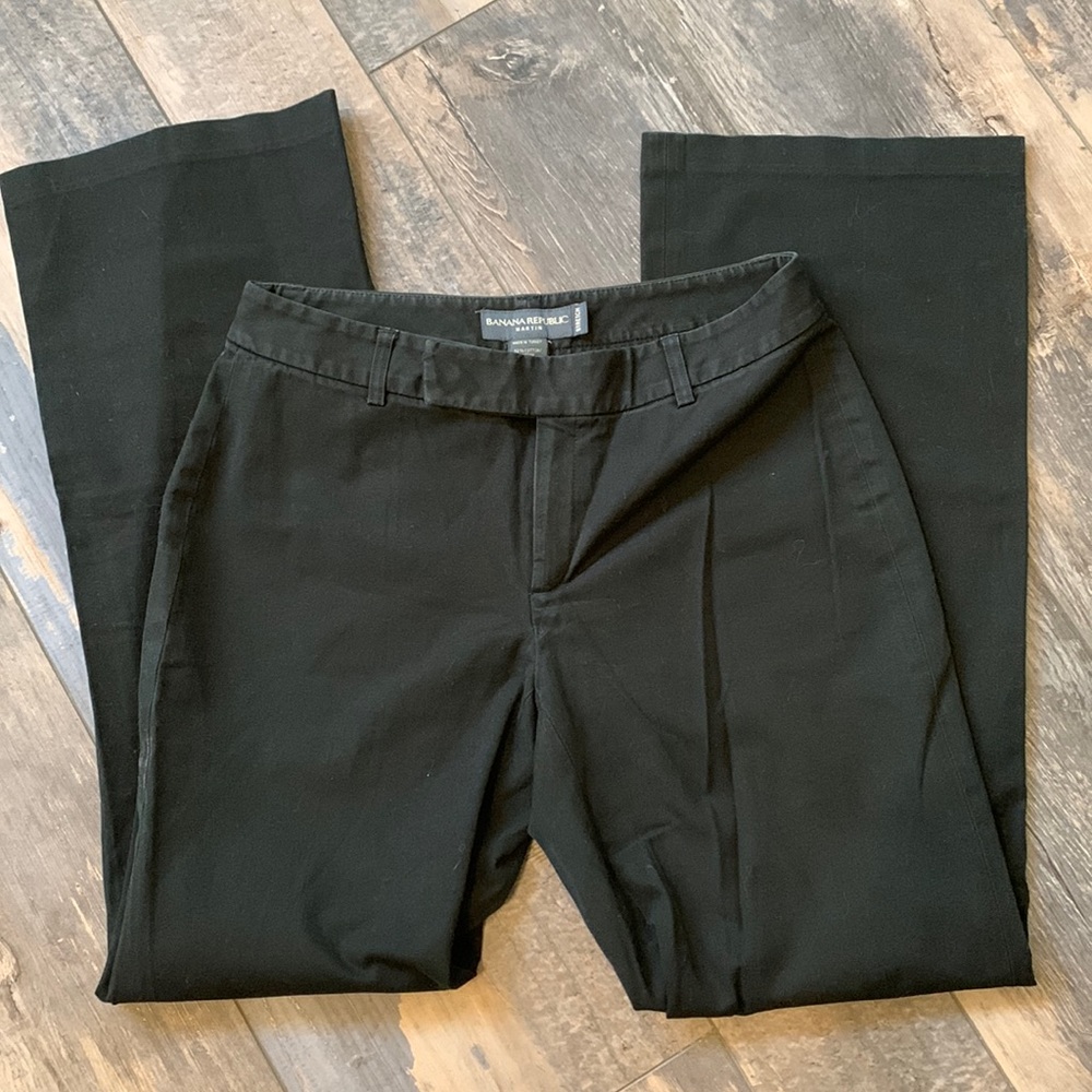 (4) Banana Republic Martin Stretch Black Trousers Pants